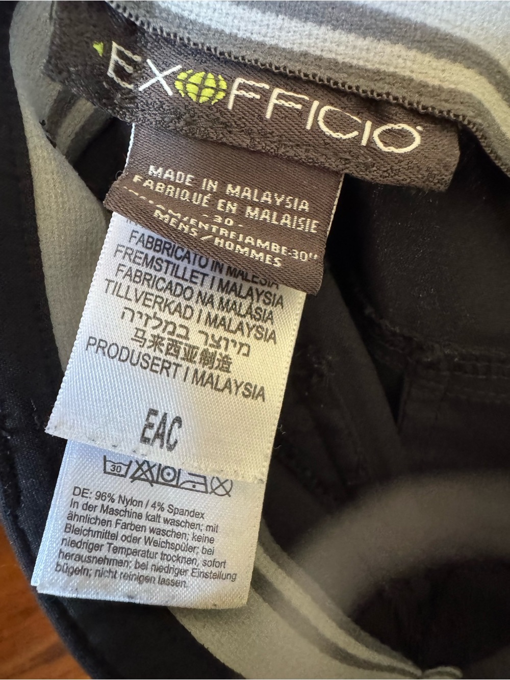 Exofficio Black travel pants men sz 30 euc